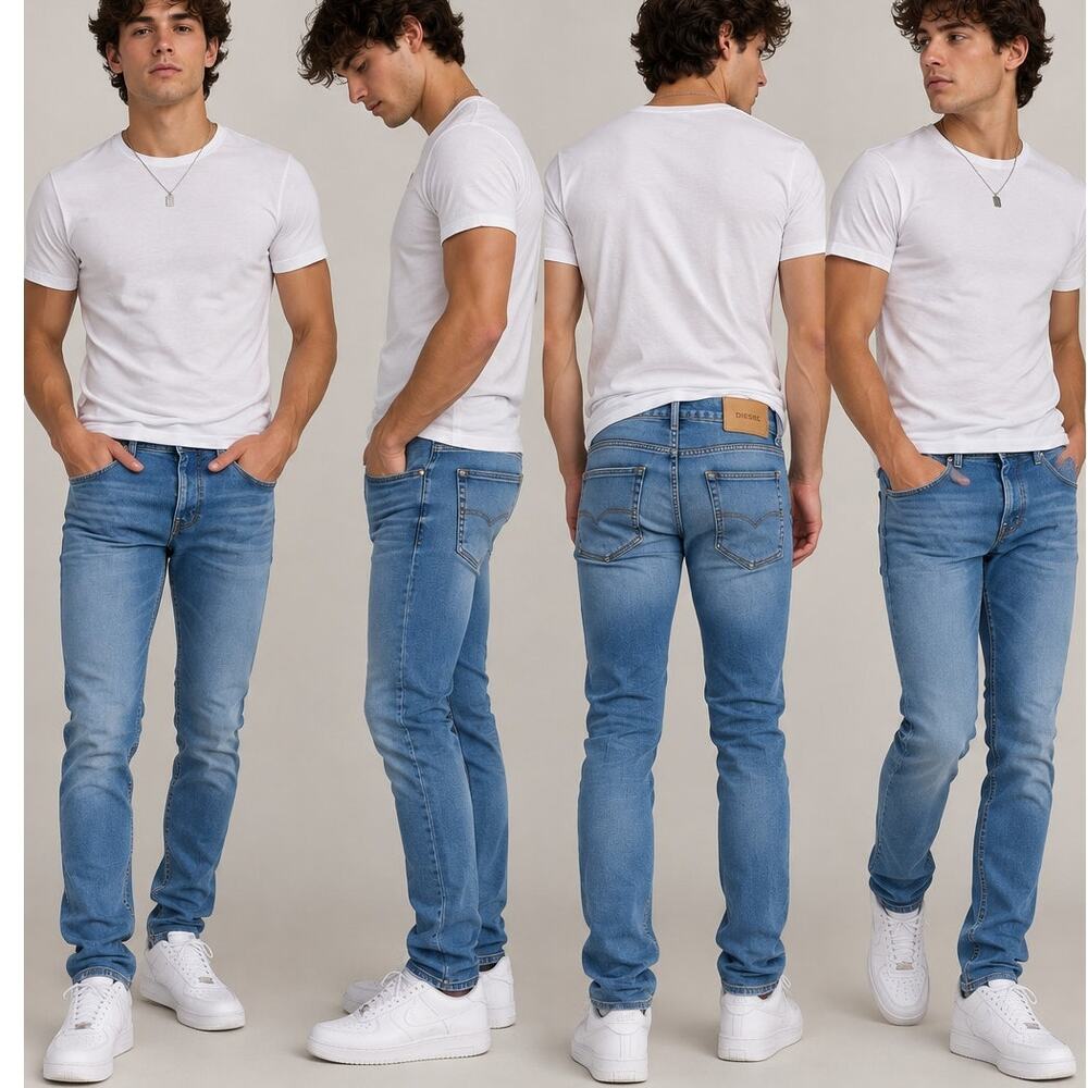 Diesel Sleenker Jeans Mens W30 Blue Slim Skinny Stretch Denim Button Fly